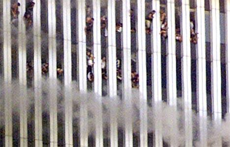 how did twin towers collapse. twin towers 9 11 falling man